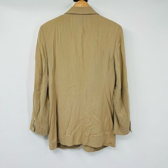 DKNY Blazer Jacket Tan Single Breasted Long Sleeve Wool Blend Womens Size 8 - Picture 2 of 9